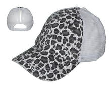 Load image into Gallery viewer, White Leopard Messy bun hat