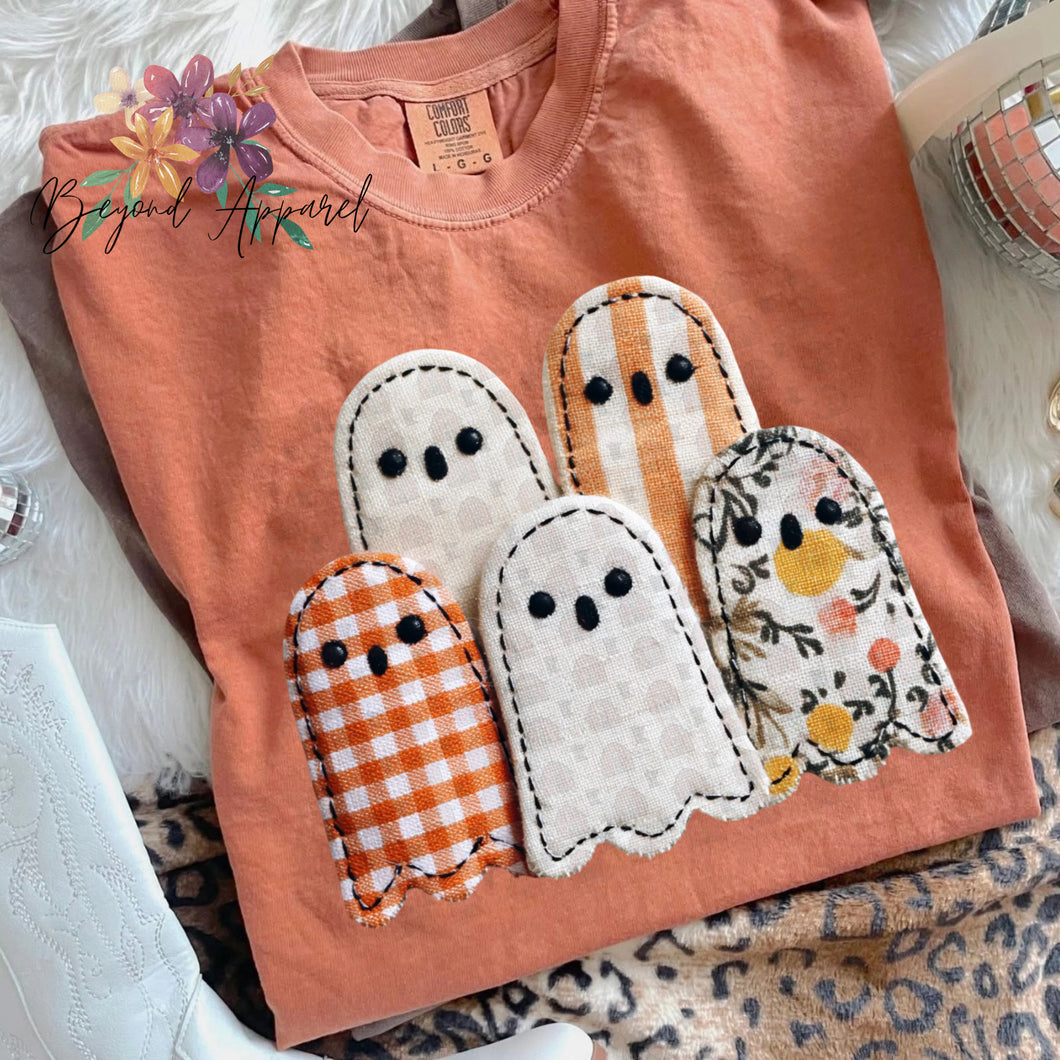 Faux patchwork ghosts- military hoodie 2xl