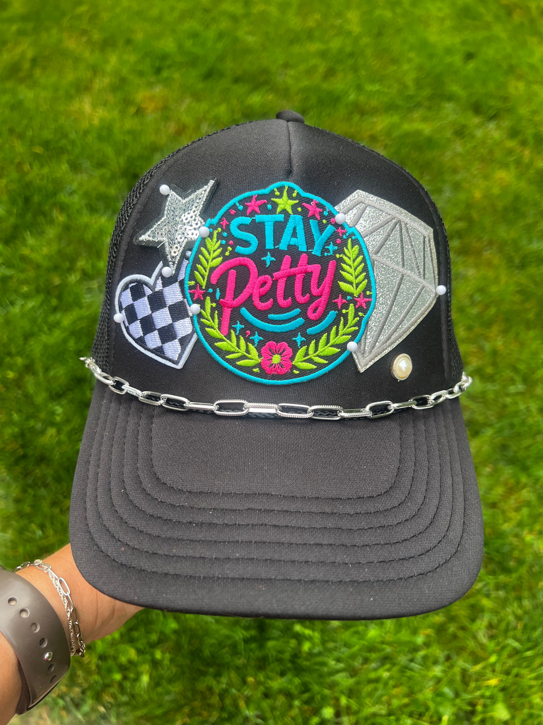 Stay Petty black trucker hat