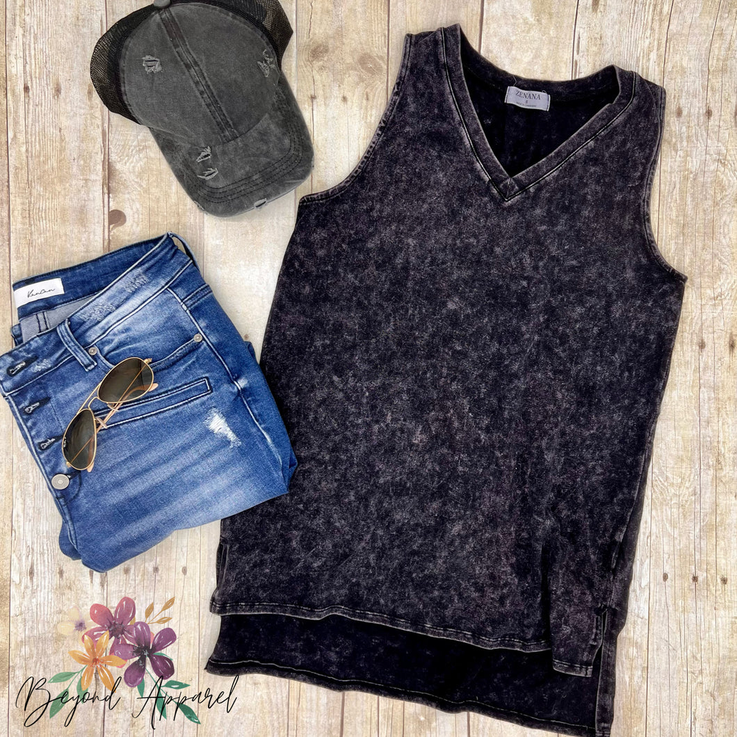 Dark Gray Acid V-neck tank